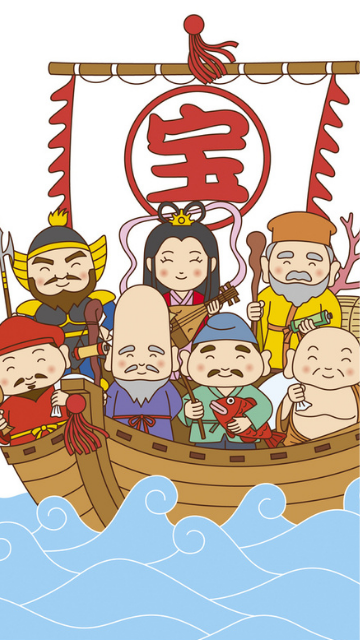 幸運を呼ぶ七福神の待ち受け画像